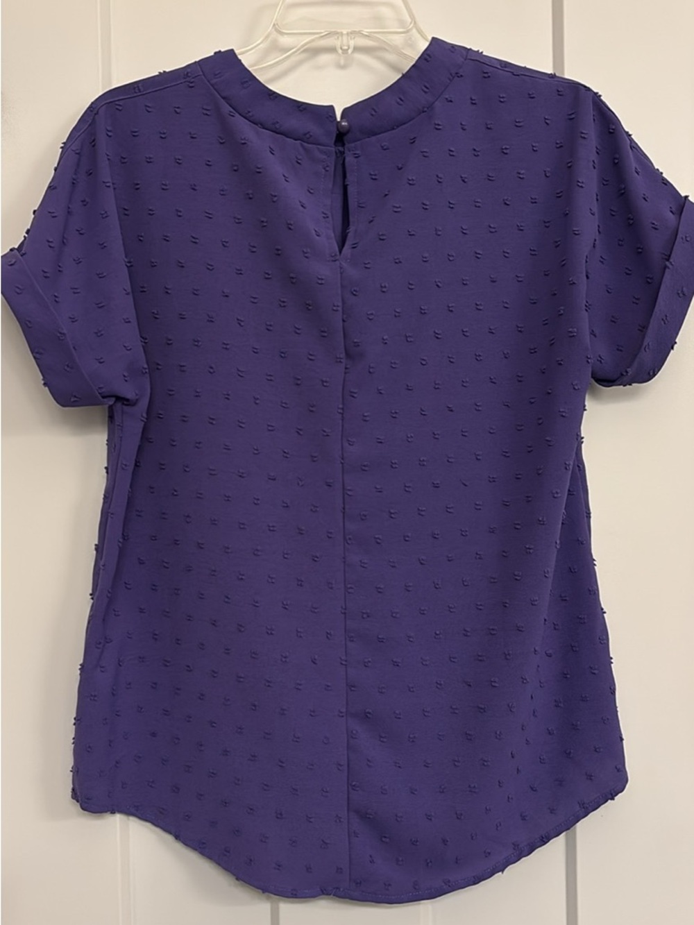 Purple Textured Short Sleeve Blouse